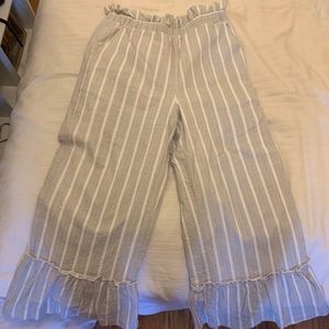 Grey white stripe pants